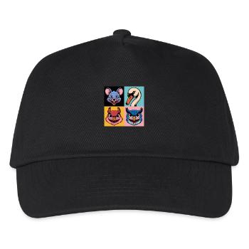 Pop-art Maus Schwan Eichhörnchen Eule Halloween - Kinder Basecap - Schwarz - Vorne