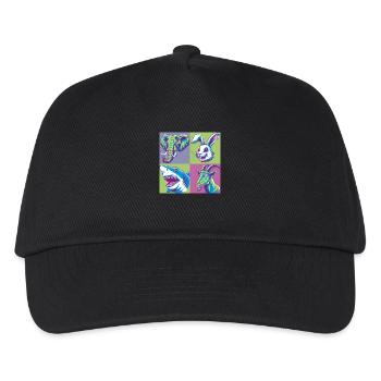Pop-art Elefant Ziegenbock Hase Hai bunt - Kinder Basecap - Schwarz - Vorne