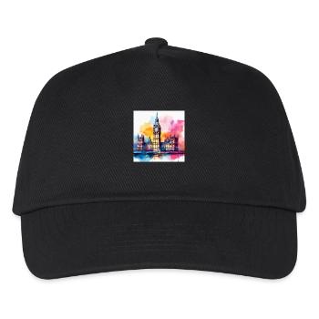 Big Ben Watercolour Splash Art - Kids’ Baseball Cap - black - Front