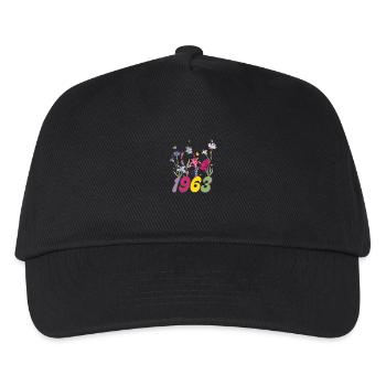 Geburtsjahr 1963 Wildblumen - Kinder Basecap - Schwarz - Vorne
