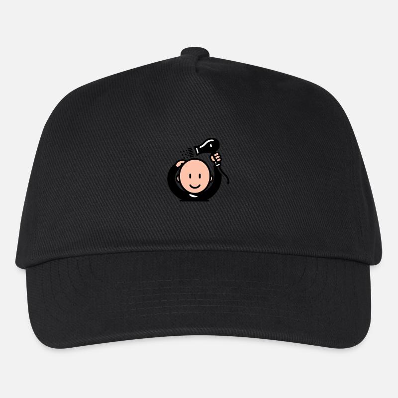 Glatze, die sich die Haare trocknet - Kinder Basecap - Schwarz