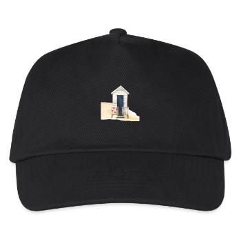 Striped Nautical Beach Hut Design - Kids’ Baseball Cap - black - Front