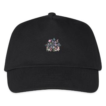 Blumen | Sticker | Glimmerfänger - Kinder Basecap - Schwarz - Vorne