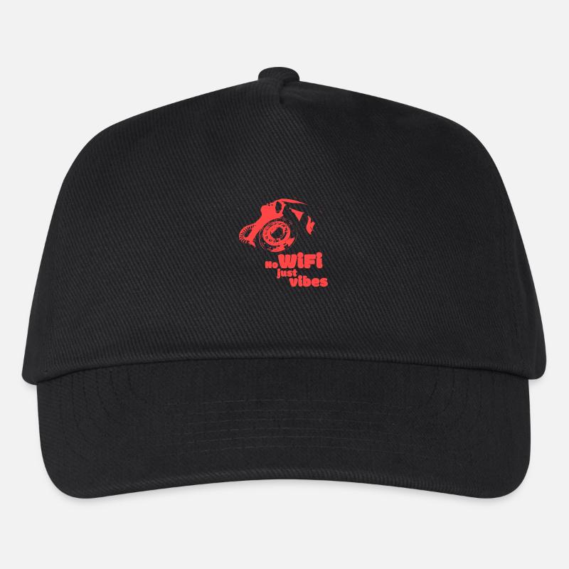 No Wifi, just Vibes - Variante rot - Kinder Basecap - Schwarz