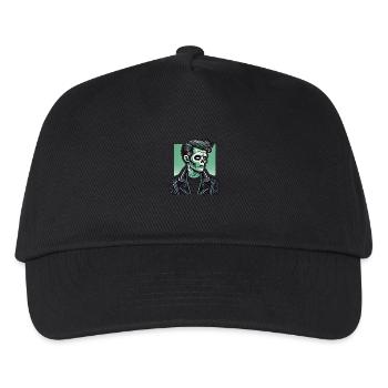 Rockabilly Zombie Totenschädel aus Leder - Kinder Basecap - Schwarz - Vorne