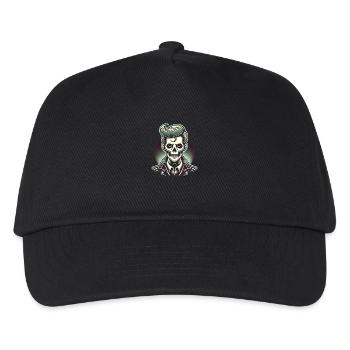 Rockabilly Zombie Schädel Illustration - Kinder Basecap - Schwarz - Vorne