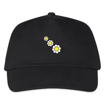 3 Weiße Margeriten Blumen Frühling Sommer Hübsch - Kinder Basecap - Schwarz - Vorne