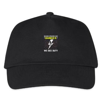 Lineman Duty Danger Brave Dedicated Hero - Kids’ Baseball Cap - black - Front