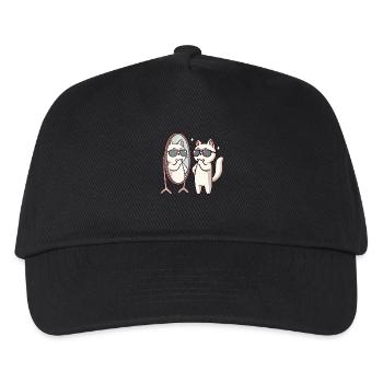 Confident Cat with Sunglasses Design - Kids’ Baseball Cap - black - Front
