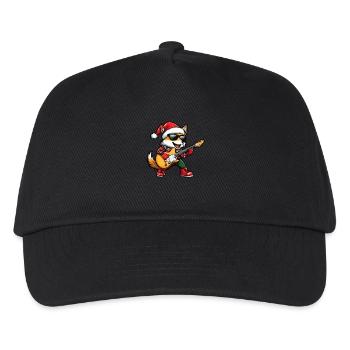 Fox Christmas Rocker Guitar - Kids’ Baseball Cap - black - Front