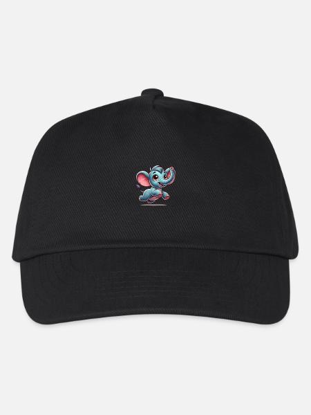 Cartoon Elephant - Kinder Basecap - Schwarz