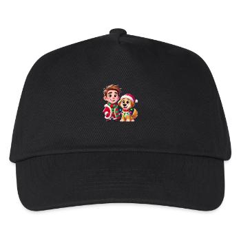 Christmas Cartoon Man and Dog - Kinder Basecap - Schwarz - Vorne