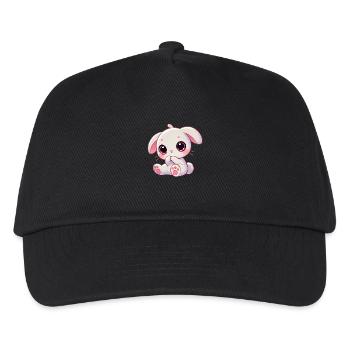 Adorable Bunny Nibbling Graphic - Kids’ Baseball Cap - black - Front