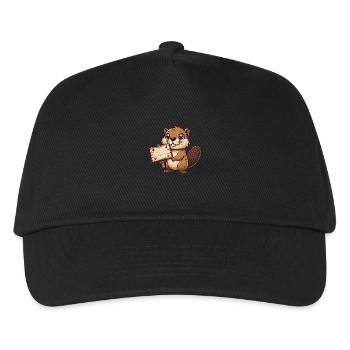 Adorable Beaver Holding Blank Sign - Kids’ Baseball Cap - black - Front
