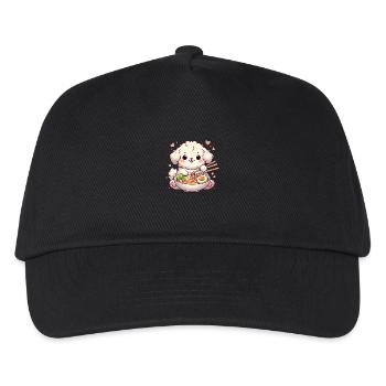 Entzückender Welpe, der Ramen isst Illustration - Kinder Basecap - Schwarz - Vorne