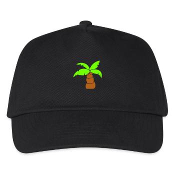 Palme Insel Baum Strand Urlaub Kokosnuss Meer Cool - Kinder Basecap - Schwarz - Vorne