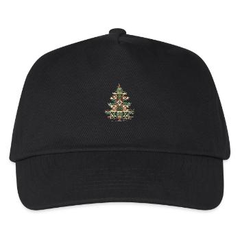 Tannenbaum mit Weihnachtsfarben, Weihnachtsmuster - Kinder Basecap - Schwarz - Vorne