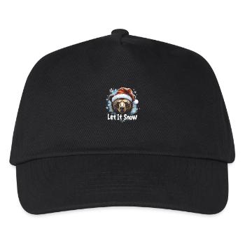 Let It Snow – Weihnachtsbär Design - Kinder Basecap - Schwarz - Vorne