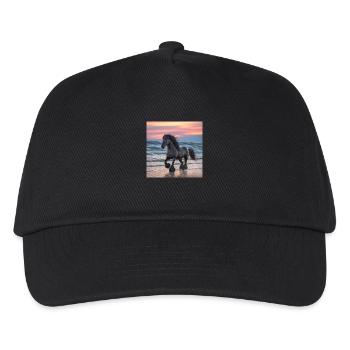 Cheval frison sur la plage - Casquette de baseball Enfant - noir - Devant