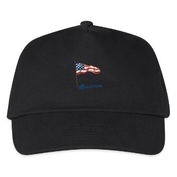 Amerika Fahne - Kinder Basecap - Schwarz - Vorne