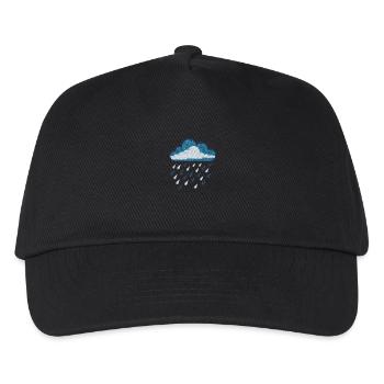 Gestickte Regenwolke - Kinder Basecap - Schwarz - Vorne