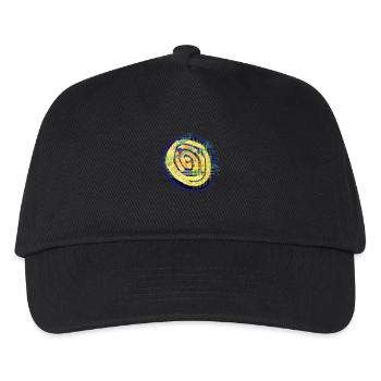 Gelbe kreative Spirale mit Karo Muster - Kinder Basecap - Schwarz - Vorne
