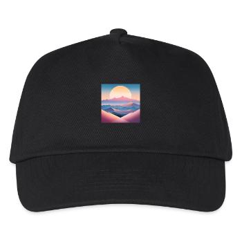 Minimalistische Berglandschaft im Sonnenaufgang - Kinder Basecap - Schwarz - Vorne