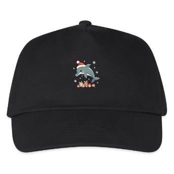 Dauphin au chapeau de Père Noël - Flocons de neige - Casquette de baseball Enfant - noir - Devant