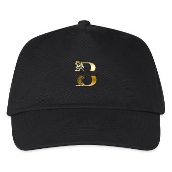 Personalisierter goldener Blumenbuchstabe b - Geschenkidee - Kinder Basecap - Schwarz - Vorne