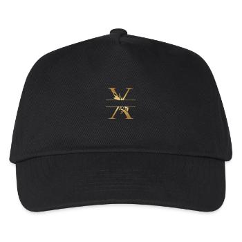 Personalisierter goldener Blumenbuchstabe x - Geschenkidee - Kinder Basecap - Schwarz - Vorne