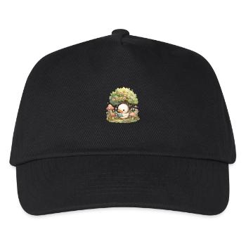 Kawaii Duck Reading Under Tree Mushrooms - Kids’ Baseball Cap - black - Front