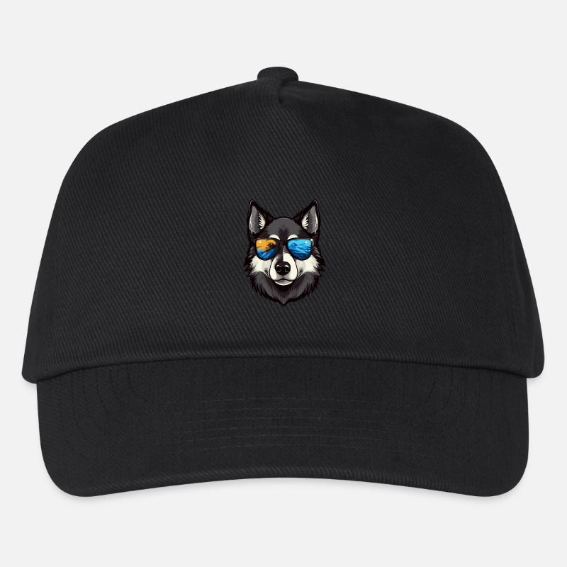 Husky Hund Kopf Porträt Cool - Kinder Basecap - Schwarz