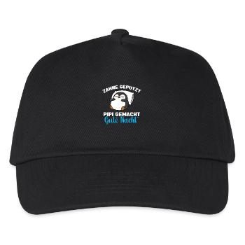 Pinguin Schlafshirt Pinguin Gute Nacht - Kinder Basecap - Schwarz - Vorne