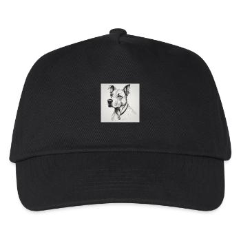 Hund mit Kette in schwarz weiss - Kinder Basecap - Schwarz - Vorne