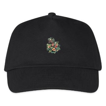 T-Rex between flowers - Kids’ Baseball Cap - black - Front