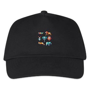 Geometrische Tiere - Kinder Basecap - Schwarz - Vorne