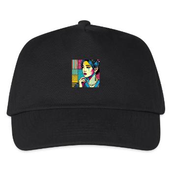 Pop-Art-Illustration einer Frau - Kinder Basecap - Schwarz - Vorne