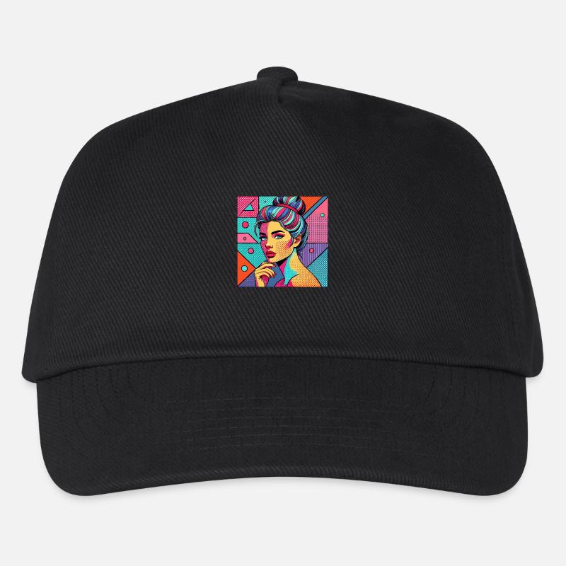 Farbenfrohes Portrait im Pop-Art-Stil - Kinder Basecap - Schwarz