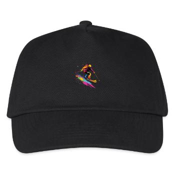 Buntes Skiing Ski Wintersport - Kinder Basecap - Schwarz - Vorne