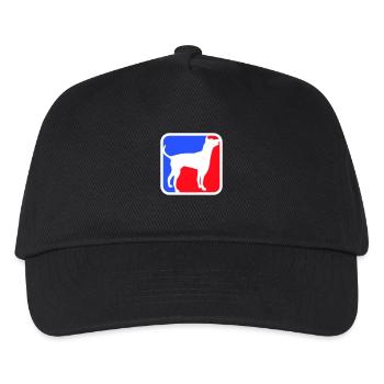 Dog Silhouette Symbol Red Blue Sport Logo Square - Kids’ Baseball Cap - black - Front