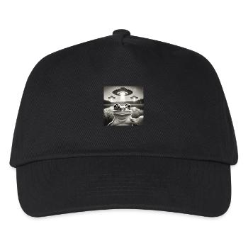 Lustig Frosch UFO Selfie Alien - Kinder Basecap - Schwarz - Vorne