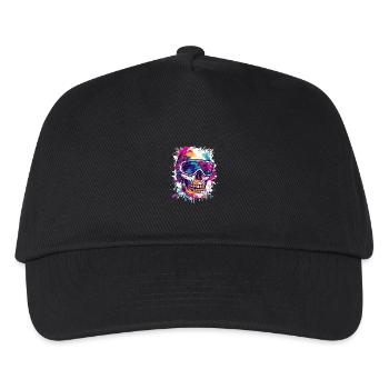 Ski Totenkopf Skibrille - Kinder Basecap - Schwarz - Vorne