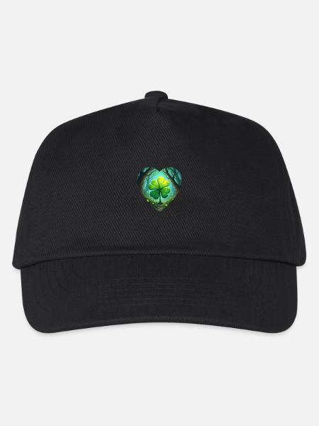 Kleblatt,Grün,Wald - Kinder Basecap - Schwarz