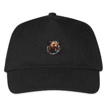 Grizzly Bär Kopf Symbol Tier - Kinder Basecap - Schwarz - Vorne