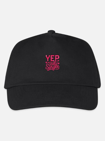 Yep still Single – Anti Valentinstag Spruch Design - Kinder Basecap - Schwarz