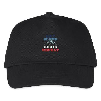 Eat Sleep Ski Repeat - Ski - Ski fahren - Kinder Basecap - Schwarz - Vorne