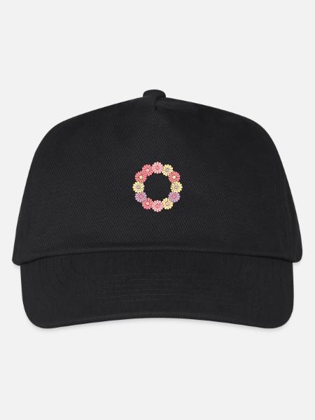 Vibrant Flower Wreath - Kids’ Baseball Cap - black
