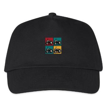 Retro-Oldtimer-Traktor - Kinder Basecap - Schwarz - Vorne