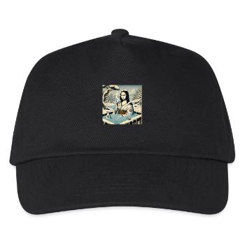 Mona Lisa buvant du saké dans un onsen - Casquette de baseball Enfant - noir - Devant