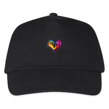 Regenbogen Herz - Kinder Basecap - Schwarz - Vorne